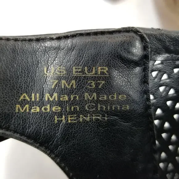 Sam Edelman Henri Vegan Leather Perforated Peep Toe Stacked Heel Size 7 - Picture 11 of 12